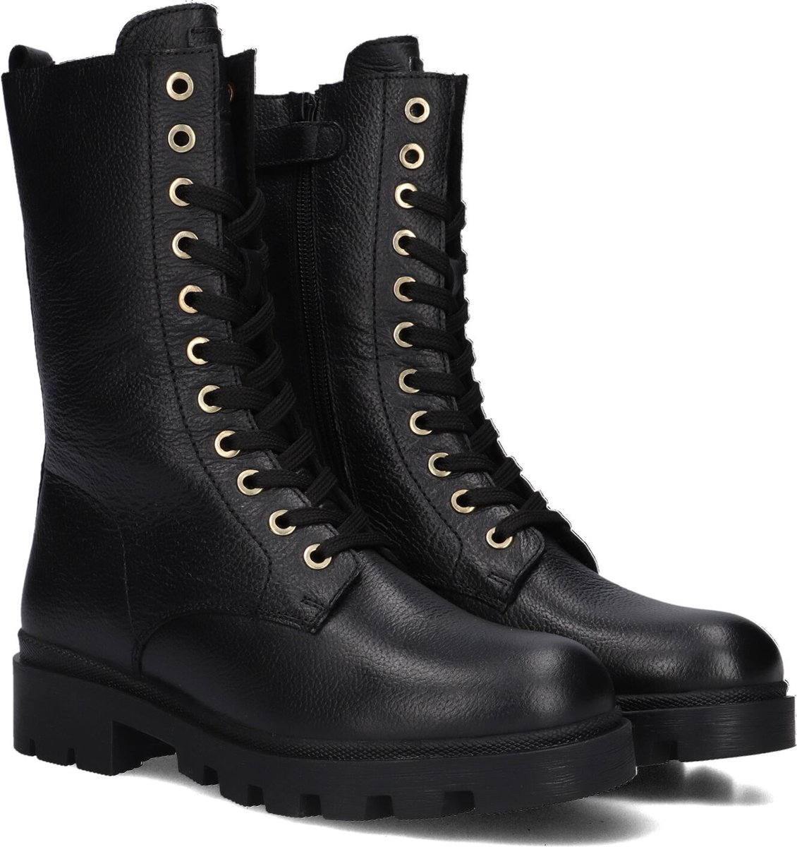 Apples & Pears B0011798 Veterboots - Laarzen Met Veters - Meisjes - Zwart - Maat 33