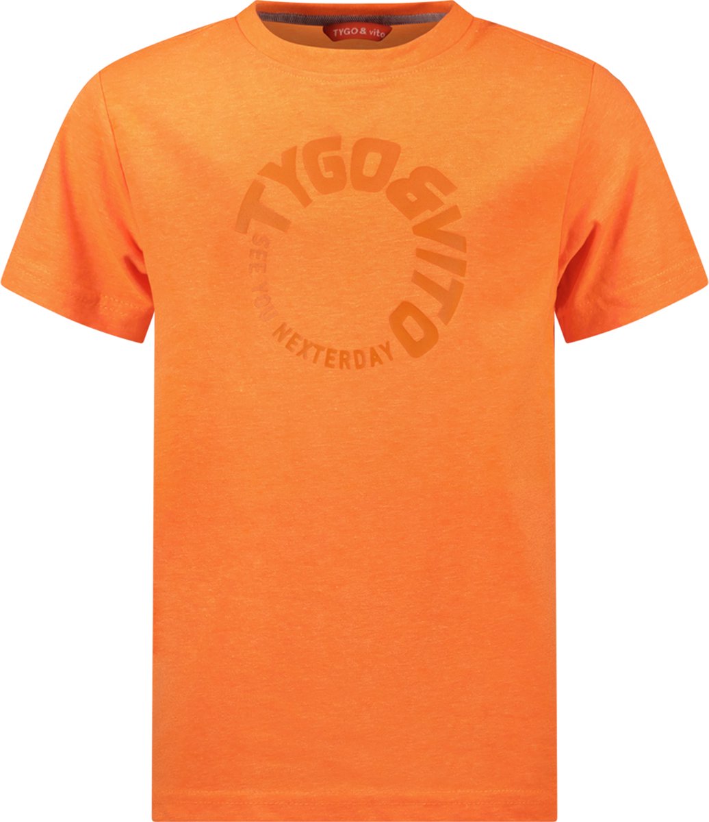 TYGO & vito X402-6426 Jongens T-shirt - Neon Orange - Maat 122-128 - TYGO & vito
