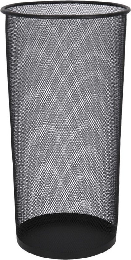 Gerimport paraplubak/parapluhouder - zwart - draad metaal - D26 x H50 cm - Uitlekbakken voor paraplus