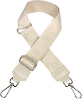 Qischa® Bag strap - Tassenriem - Schouderband - Schouderriem - Tassen Riem - Tas Hengsel - Verstelbare Riem - beige - zilver hardware