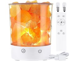 DrPhone SaltGlow – Himalaya Zoutlamp Met 21 Geluiden – Sfeerlamp - Slaapmodus – Verstelbare Volume En Helderheid – Nachtlamp – Tafellamp - Wit