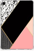 Siliconen Back Cover Geschikt voor Samsung Galaxy Tab A9 Plus Tablet Hoes Customize Black Pink Shapes met doorzichte zijkanten