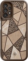 Casimoda® hoesje - Geschikt voor Samsung Galaxy A13 4G - Leopard Abstract - Zwart TPU Backcover - Luipaardprint - Bruin/beige