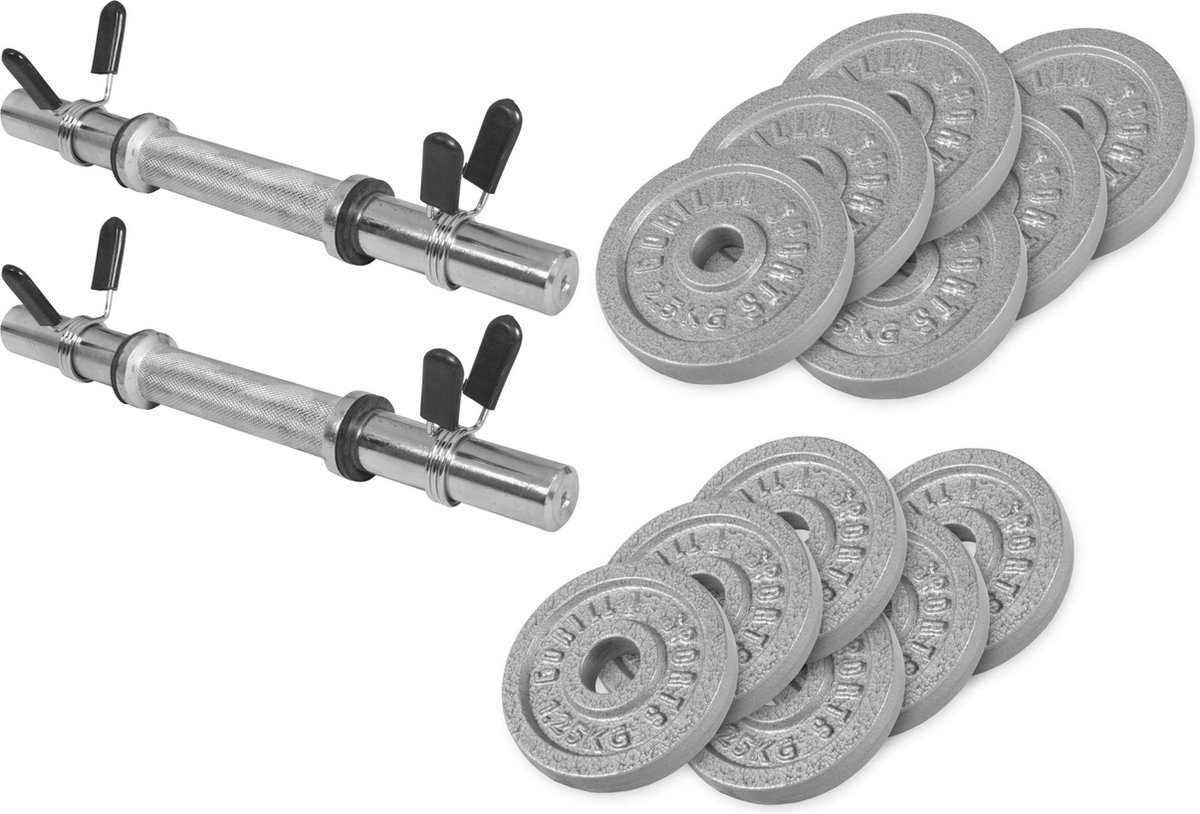 Gorilla Sports Dumbellset - Halterset - Gietijzer - 27.5 kg - 30 mm