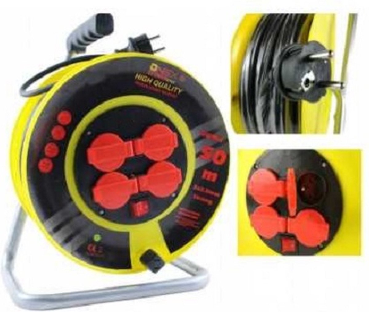 REV Cable Reel EX 25 M H07RN IP44 3000W With Sanding Contact Outdoor 4 Earthed Sockets Red 25 M Kabe 58255258