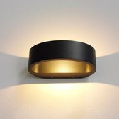 Wandlamp Sharp Zwart/Mat Goud - LED 7,2W 2700K 830lm - IP54 - Dimbaar > wandlamp binnen zwart goud | wandlamp buiten zwart goud | wandlamp zwart goud | buitenlamp zwart goud | muurlamp zwart goud | sfeer lamp zwart goud | design lamp zwart goud