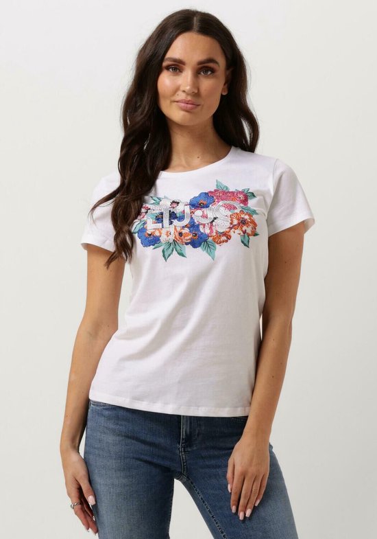 Liu Jo Jersey+liujo Allover T-shirt Tops & T-shirts Dames - Shirt - Wit - Maat XL