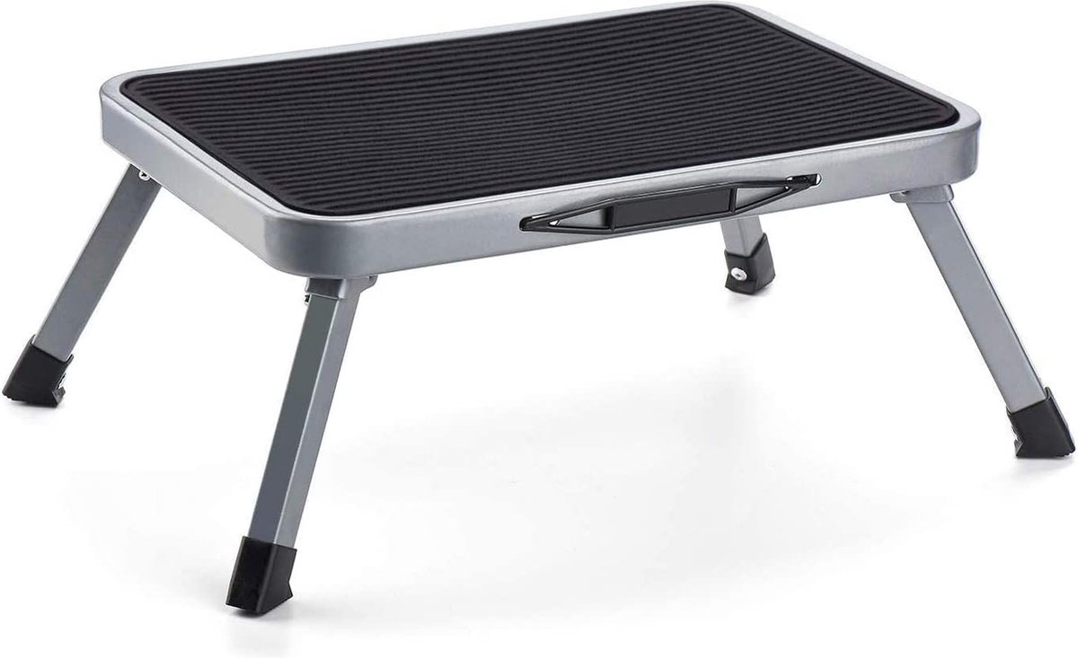 Opstapladder met 1 trede Kleine opstapladder Opvouwbare opstapkruk Opvouwbare zwarte ladder Opvouwbare kruk Caravan opstapje, maximale belasting 150 kg, brede opstap