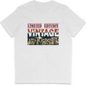 Grappig Heren en Dames T Shirt - Vintage Print Limited Edition - Wit - M