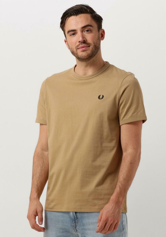 Fred Perry Ringer T-shirt Polo's & T-shirts Heren - Polo shirt - Camel - Maat S