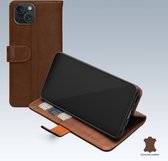 Mobilize Telefoonhoesje geschikt voor Apple iPhone 15 Plus Hoesje Echt Leer | Mobilize Wallet Bookcase Portemonnee | Pasjeshouder voor 3 Pasjes | Telefoonhoesje voor Pinpas / OV Kaart / Rijbewijs - Bruin