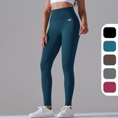 UNA - Sportlegging dames - Sportkleding dames - Sportbroek dames - Yoga Kleding Dames - Squat proof - High waist - Shapewear - Groen - Blauw Maat M