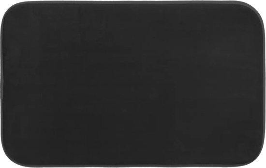 5Five Badkamerkleedje/badmat tapijt - memory foam - zwart - 48 x 80 cm - anti slip mat