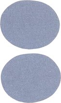 2 kniestukken / elleboogstukken opstrijkbaar - jeans blauw middel - 2x knielap kniestuk elleboogstuk- reparatiedoek - ovaal - medium