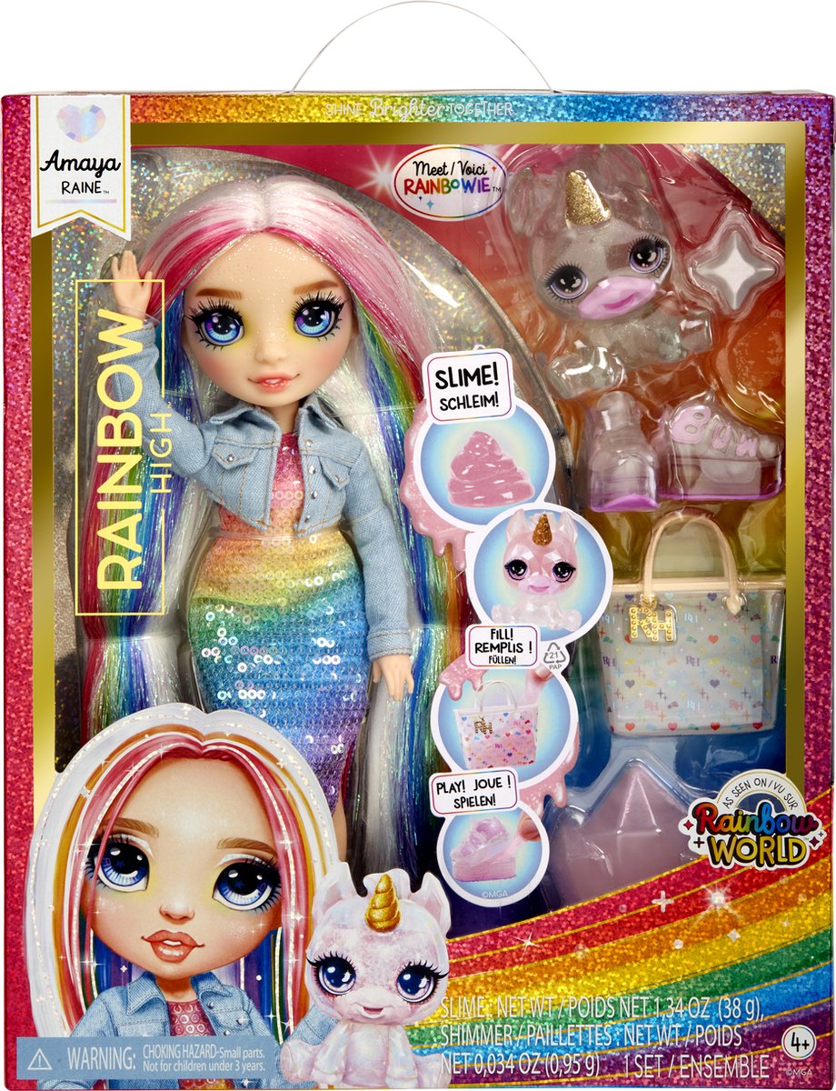 Rainbow High Klassieke Modepop - 28 cm - Amaya (regenboog) - Met slijmset en diertje — afbeelding 14