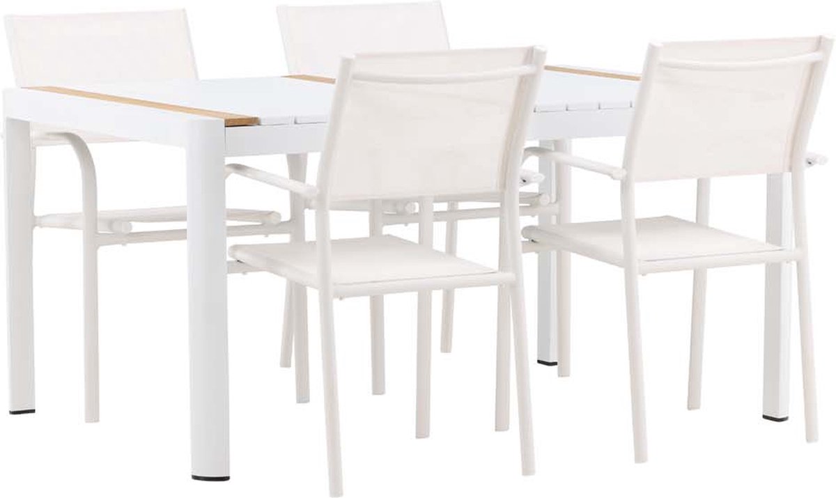 Togo tuinmeubelset tafel 90x150cm wit, 4 stoelen Santorini wit.