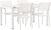 Togo tuinmeubelset tafel 90x150cm wit, 4 stoelen Santorini wit.