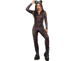 Fever - Miss Whiplash Geometric Print Catsuit - XS - Regenboog
