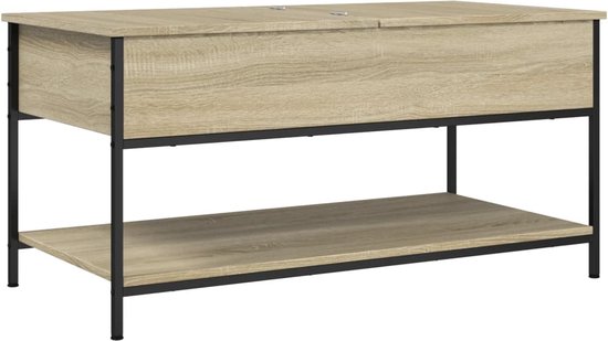 vidaXL - Salontafel - 100x50x50 - cm - bewerkt - hout - en - metaal - sonoma - eiken