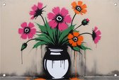 Stilleven tuinposter - Banksy posters - Tuinposters bloemen - Tuinschilderij voor buiten - Tuinschilderijen - Tuin decoratie voor buiten - 90 x 60 cm