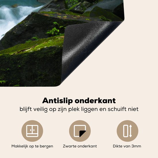 KitchenYeah® Inductie beschermer 81.6x52.7 cm - Helderblauwe wilde rivier en watervallen in het regenwoud van Costa Rica - Kookplaataccessoires - Afdekplaat voor kookplaat - Inductiebeschermer - Inductiemat - Inductieplaat mat
