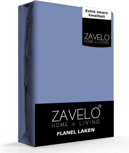 Laken Flanelle Zavelo Deluxe Blauw Denim - 2 personnes (200x260 cm) - 100% coton - Extra Épais - Qualité Lourde - Qualité Hôtelière
