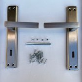 Deurkruk met schild - Metal deurklink set met sleutelgat - Zilver