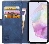 Rosso Element Geschikt voor Samsung Galaxy A35 | Portemonnee Hoesje | Wallet Book Case | 3 Pasjes | Magneetsluiting | Stand Functie | Blauw