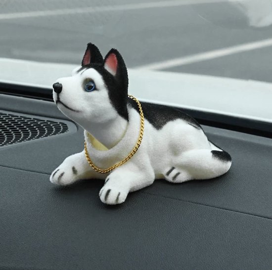 Auto Bobble Head Husky Hond Dashboard Hond Decoratie Cartoon Dier Desktop Ornament Puppy Hond Beeldje