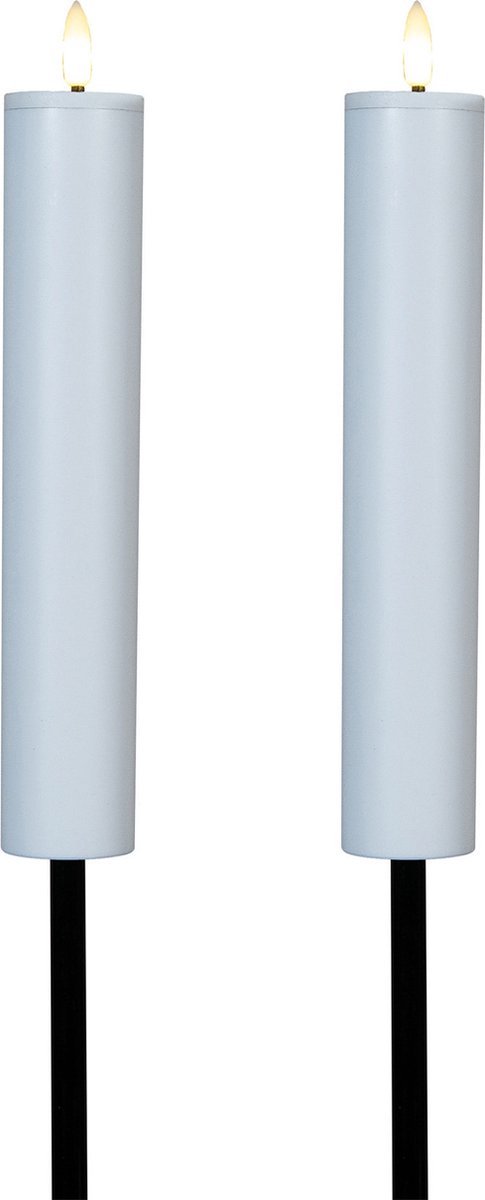 Anna's Collection Anna Collection solar kaars fakkel 2x wit tuinsteker H76 cm 3D lont tuinlamp
