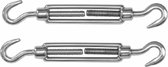 Dulimex Spanschroeven/draadspanner met haak/haak - 2x - 6cm - verzinkt zamak - 60kg - M6 schroefdraad