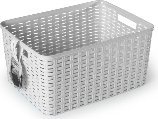 sign Mandje Jamila 46/39 x H 65 cm lichtgrijs/wit/105 l, gevlochten katoenen opbergmand voor kinderkamer, badkamer, gevlochten mand, opvouwbare wasmand, wasverzamelaar
