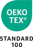 Logo Oeko-Tex Standard 100 en vert avec texte.