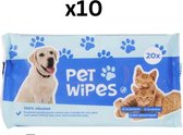 Pet cleaning wipes - 10 pakken - vochtige schoonmaakdoekjes voor honden of katten - Reinigingsdoekjes voor dieren - doekjes