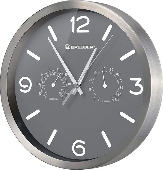 Horloge murale Bresser - Mytime Aluminium - Anthracite - Ø25 CM