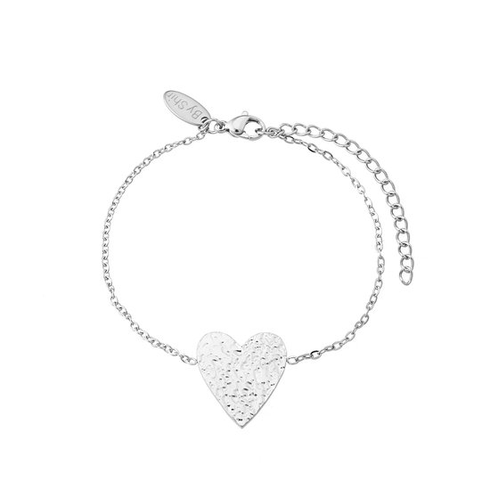 By Shir Armband edelstaal close heart zilver