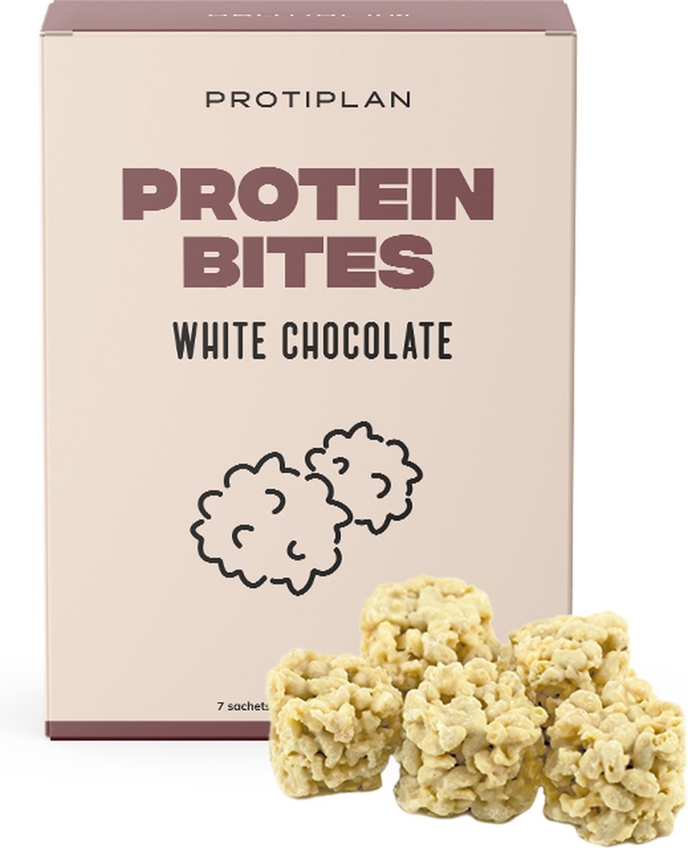 Goedkoopste Protiplan | Mini Witte Chocolade Krispies | 7 x 24 gram | Low carb snack | Snel afvallen zonder hongergevoel!