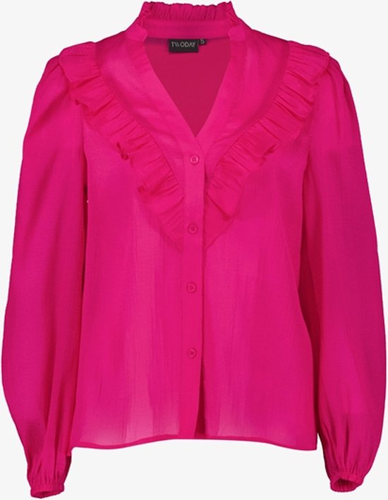 TwoDay dames blouse met ruches roze - Maat XL