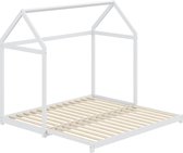 Merax Uitschuifbaar Kinderbed 90/180 x 190 cm - Bed voor Kinderen - Huisbed - Wit