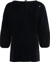 Knit Factory Fern Top - Shirt voor het voorjaar en de zomer - Zomertop - Zomershirt - Dames top - Ruime pasvorm - Luchtig & zacht - Duurzaam & milieuvriendelijk - Opgerolde mouw - Zwart - 36/38 - 78% viscose en 22% Linnen