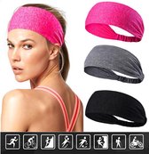 Haarband – Sporthaarband – Fitness - Yoga Haarband – Zweetband – Hoofdband – Dames Haarband – Heren Haarband - Bandana - Zwart - Grijs - Roze