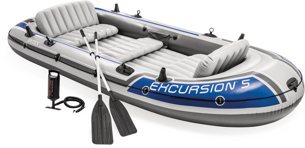 Intex Excursion 5 Boot Set - 366 x 168 x 43 cm- Inclusief peddels en pomp