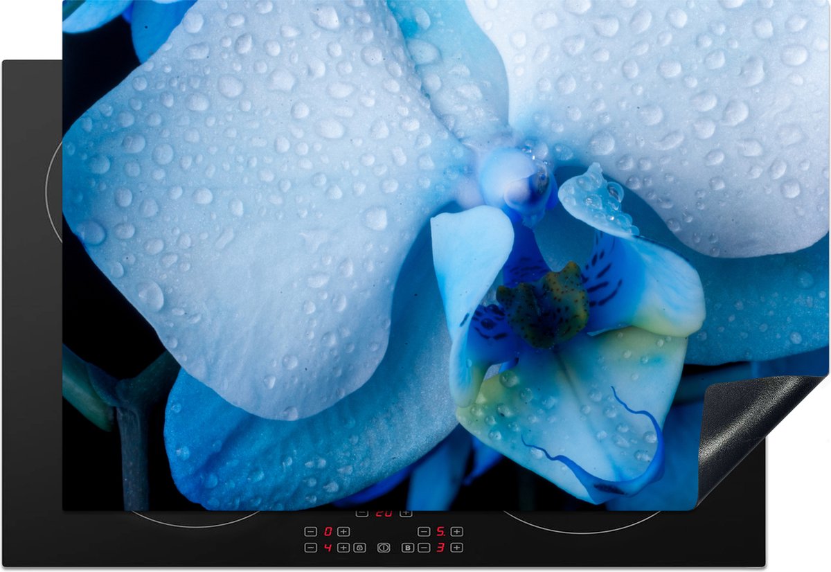 KitchenYeah® Inductie beschermer 78x52 cm - Bloemen - Blauw - Water - Kookplaataccessoires - Afdekplaat voor kookplaat - Inductiebeschermer - Inductiemat - Inductieplaat mat