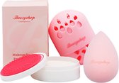Boozyshop ® Make up kwastenreiniger - Ook geschikt voor Make up spons - Effectieve reiniging met water en zeep - Met handige spons houder - Blending Sponge Travel & Clean Set
