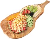 Olijfhouten plank, broodplaat, houten plank voor buffet, groot met handvat, lengte ca. 70 cm, breedte ca. 35-40 cm