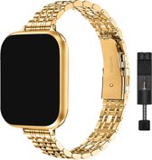 Innerlight® Narrow+ - Goud - 42/44/45/49mm - Metalen bandje geschikt voor Apple Watch - Schakel Armband RVS - Stainless Steel Watch Band - Roestvrijstaal - Horlogeband - Geschikt als Apple watch bandje voor Series 1/2/3/4/5/6/SE/7/8/9/Ultra