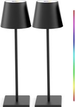 2 Stuks - Oplaadbare Tafellamp - Dimbaar - Aluminium - Bureaulamp - Waterdicht - 38CM - Nachtlamp - Zwart - RGBWW
