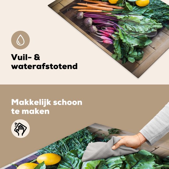 KitchenYeah® Inductie beschermer 81.6x52.7 cm - Groente - Fruit - Houten kist - Kookplaataccessoires - Afdekplaat voor kookplaat - Inductiebeschermer - Inductiemat - Inductieplaat mat