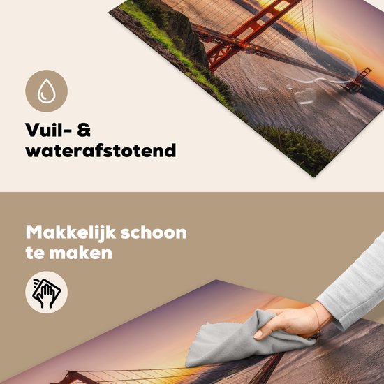 KitchenYeah® Inductie beschermer 81.2x52 cm - Brug - Water - Verenigde Staten - Kookplaataccessoires - Afdekplaat voor kookplaat - Inductiebeschermer - Inductiemat - Inductieplaat mat