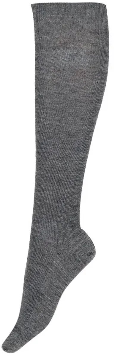 Basset Kniekous wol heren - zwart - Hoge warme winter kniekous - Grijs / 45/47